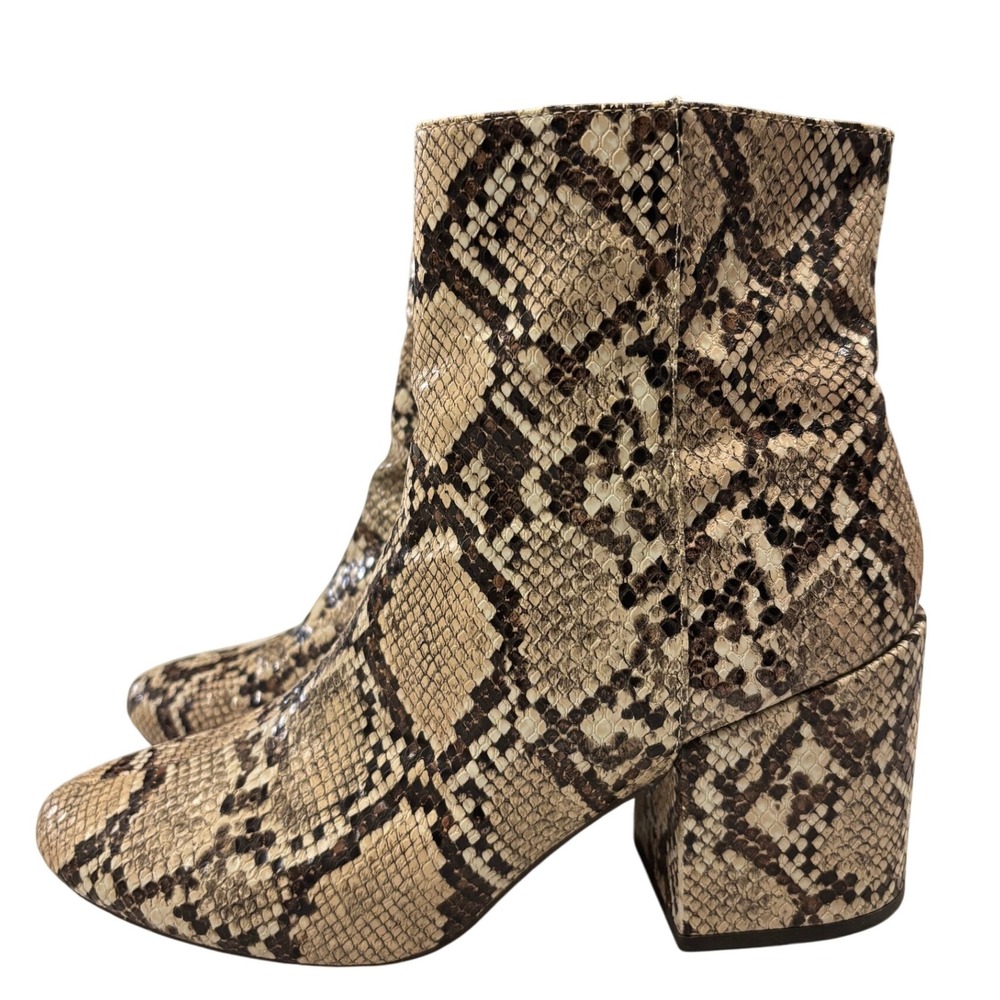 VTG Womens Snake Print Block Heel Ankle Boot Zip cushion sole size 8 fits like 7